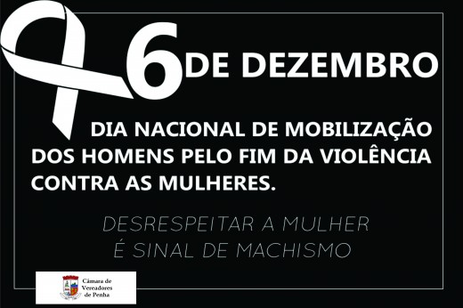 6 de dezembro é Dia Nacional de Mobilização dos Homens pelo Fim da Violência Contra as Mulheres
