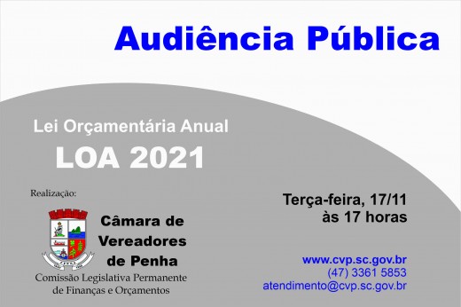 Audiência Pública vai discutir e avaliar a LOA 2021