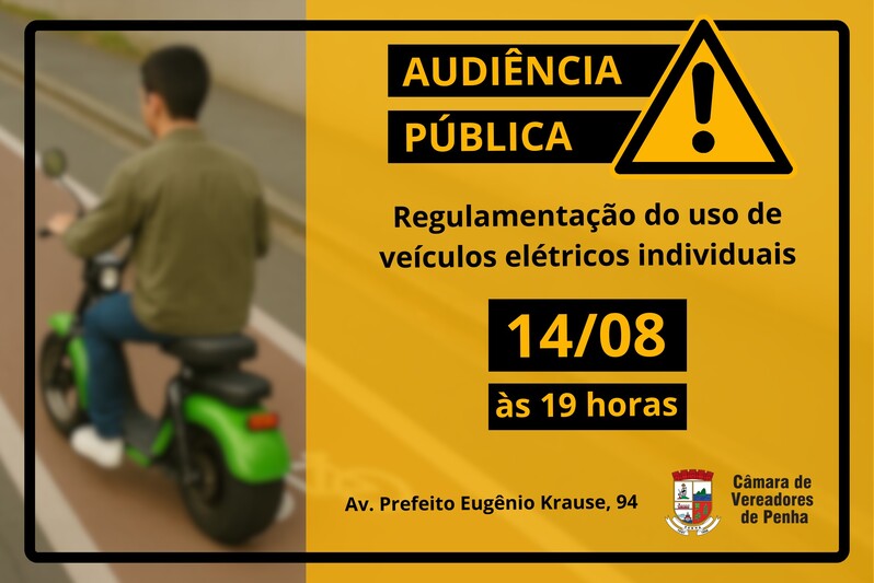 Câmara de Penha promove audiência pública sobre uso de veículos elétricos individuais Câmara de Penha promove audiência pública sobre uso de veículos elétricos individuais