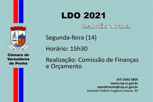 Comissão de Finanças e Orçamento fará reunião virtual para discutir LDO 2021