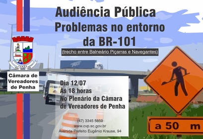 Audiência pública vai discutir problemas no entorno da BR-101